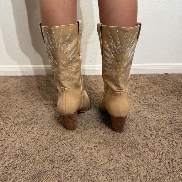 Oasis Society Almond Emersyn Starburst Embroidery Cowboy Boots Sz 10 - Picture 9 of 11